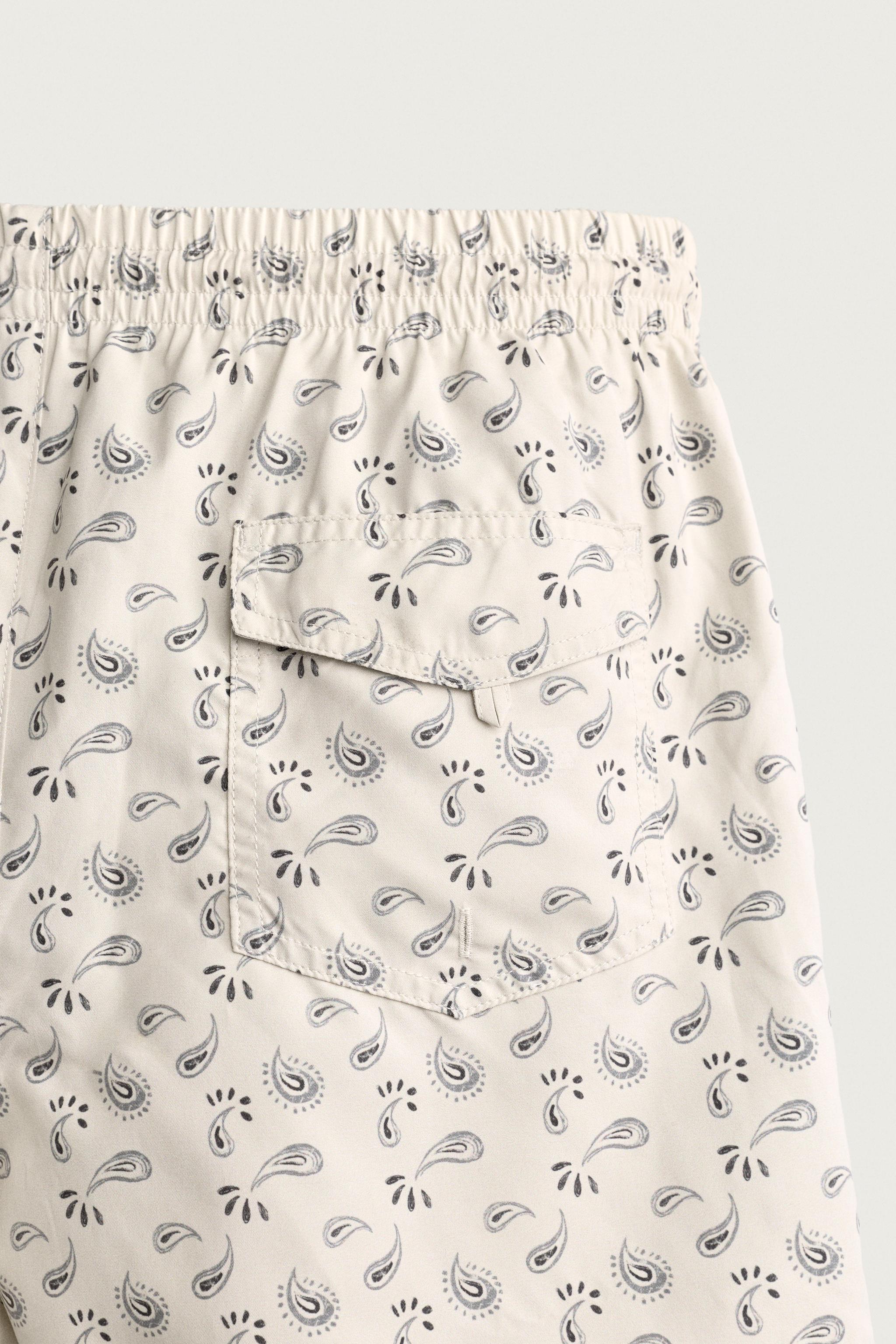 PAISLEY PRINT MID-LENGTH SWIM SHORTS